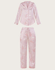 Lightning Bolt Print Pyjama Set in Recycled Polyester, Pink (PINK), large