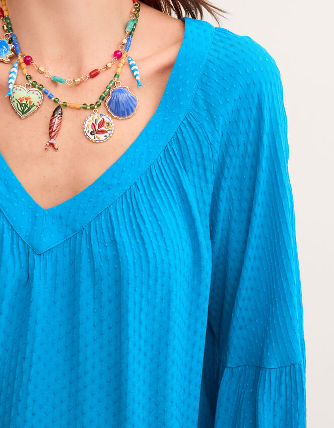 Kallie Dobby Blouse, Teal (TEAL), large