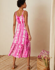 Multi Stripe Tiered Cami Dress in LENZING™ ECOVERO™, Pink (PINK), large