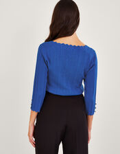V-Neck Stitch Jumper with Recycled Polyester, Blue (COBALT), large