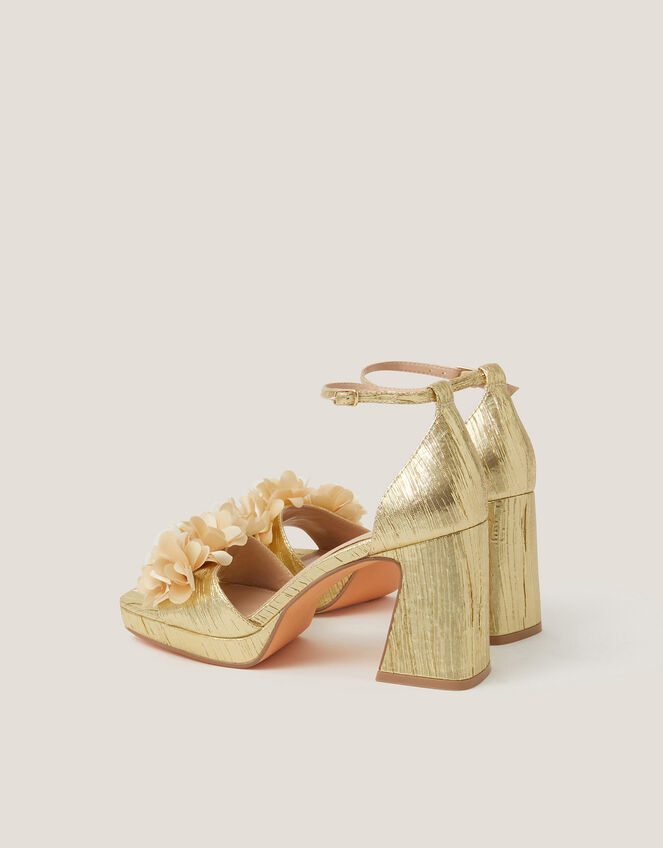 Mindy Floral Platform Sandals, Gold (GOLD), large
