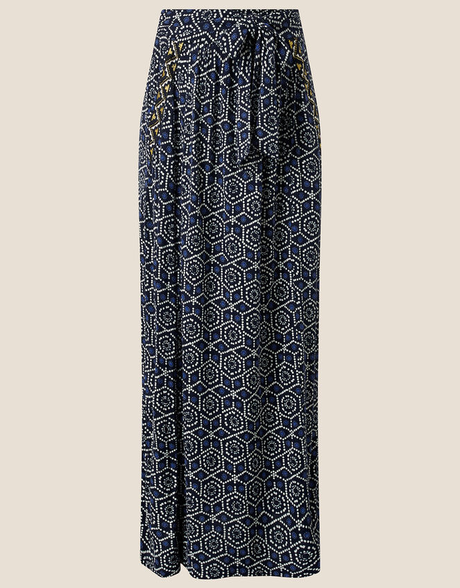 Geometric Print Jersey Maxi Skirt, Blue (BLUE), large