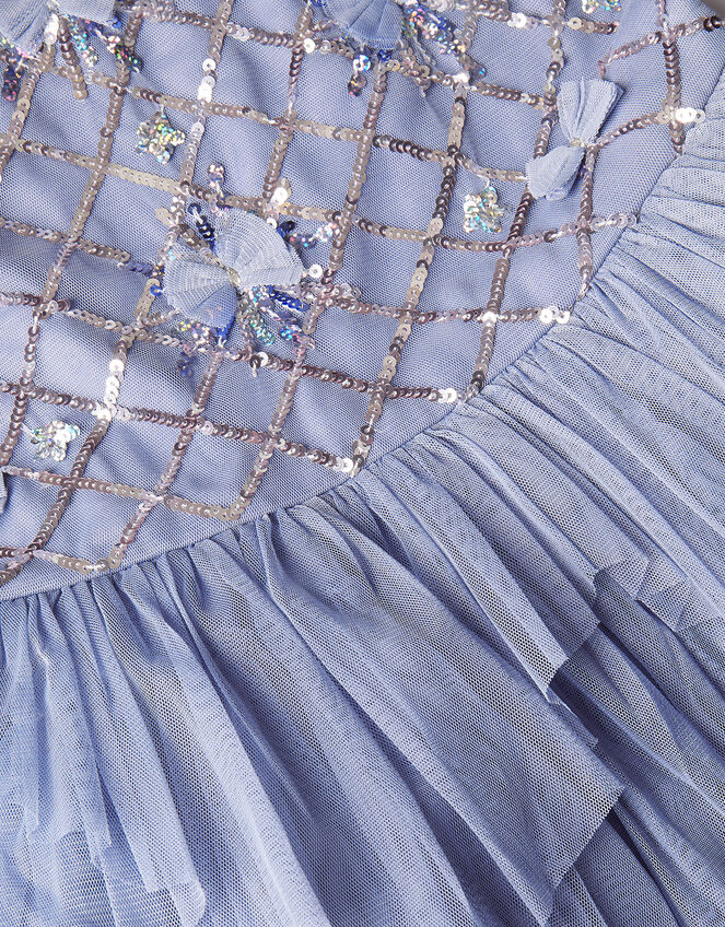 Sequin Bow Mesh Dress, Purple (LILAC), large