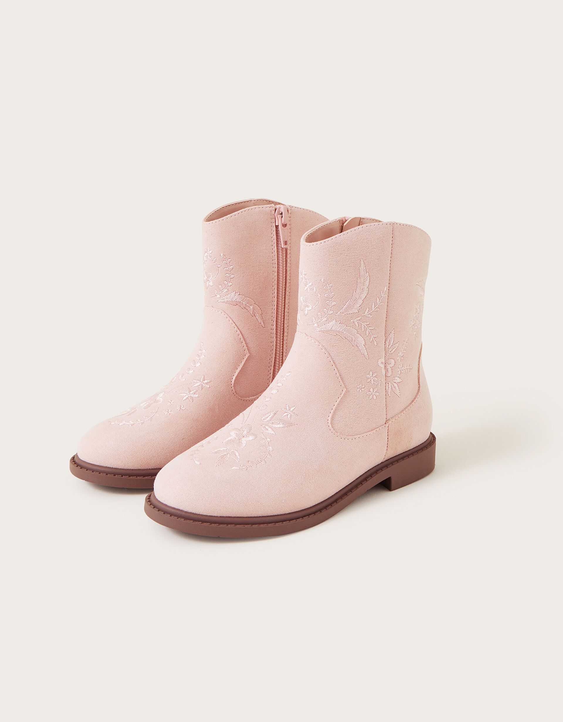 Pink Embroidered Boots