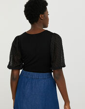 Melanie Puff Sleeve Jumper, Black (BLACK), large