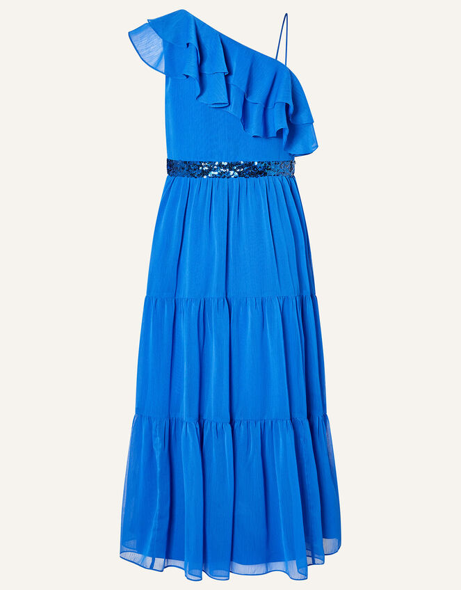 Ruby Ruffle One-Shoulder Prom Dress, Blue (BLUE), large