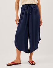 Teri Drawstring Culotte Trousers, Blue (NAVY), large