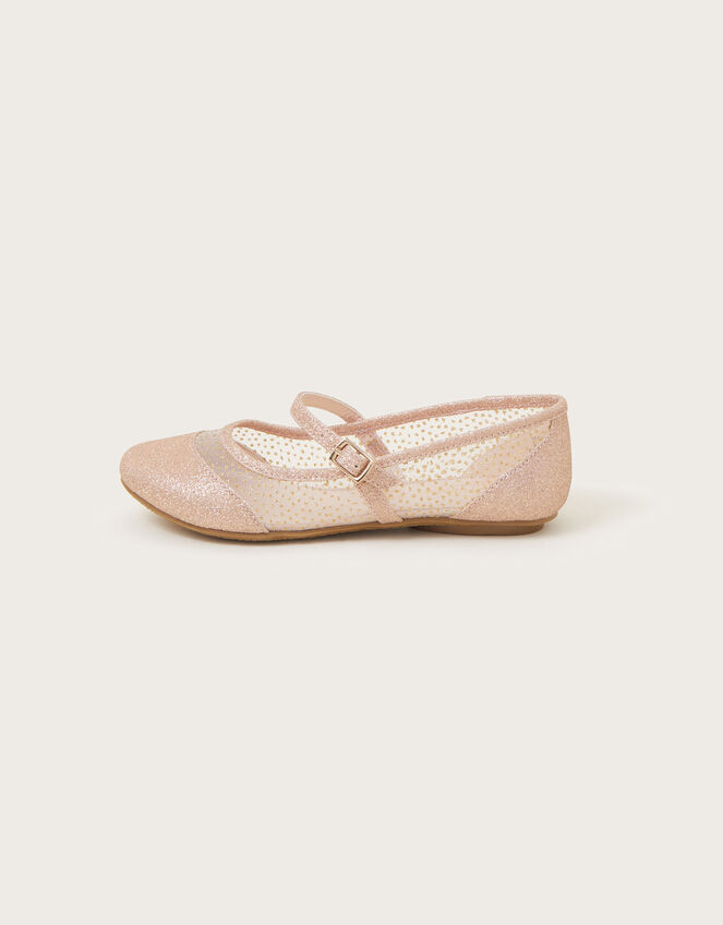 Glitter Princess Ballet Flats, Gold (ROSE GOLD), large