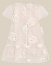 Baby Lily Rose Appliqu&eacute; Party Dress, White (WARM IVORY), large