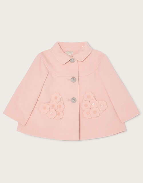 Baby Laser Flower Pocket Coat, Pink (PALE PINK), large