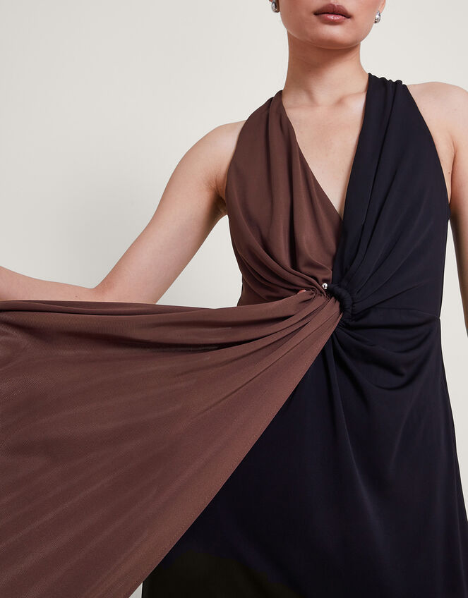 Tia Two-Tone Dress, Brown (BROWN), large