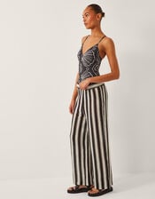 Macie Shell Print Swimsuit, Black (BLACK), large