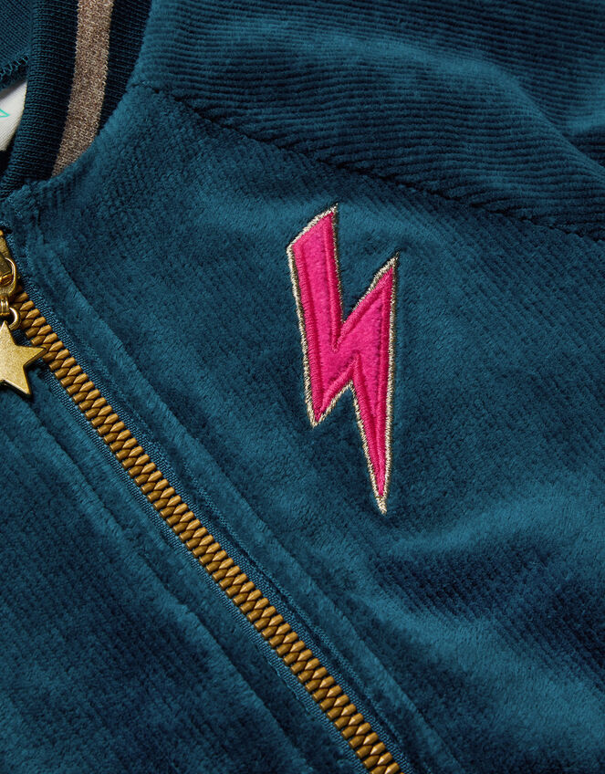 Stardust Velour Bomber Jacket, Teal (TEAL), large