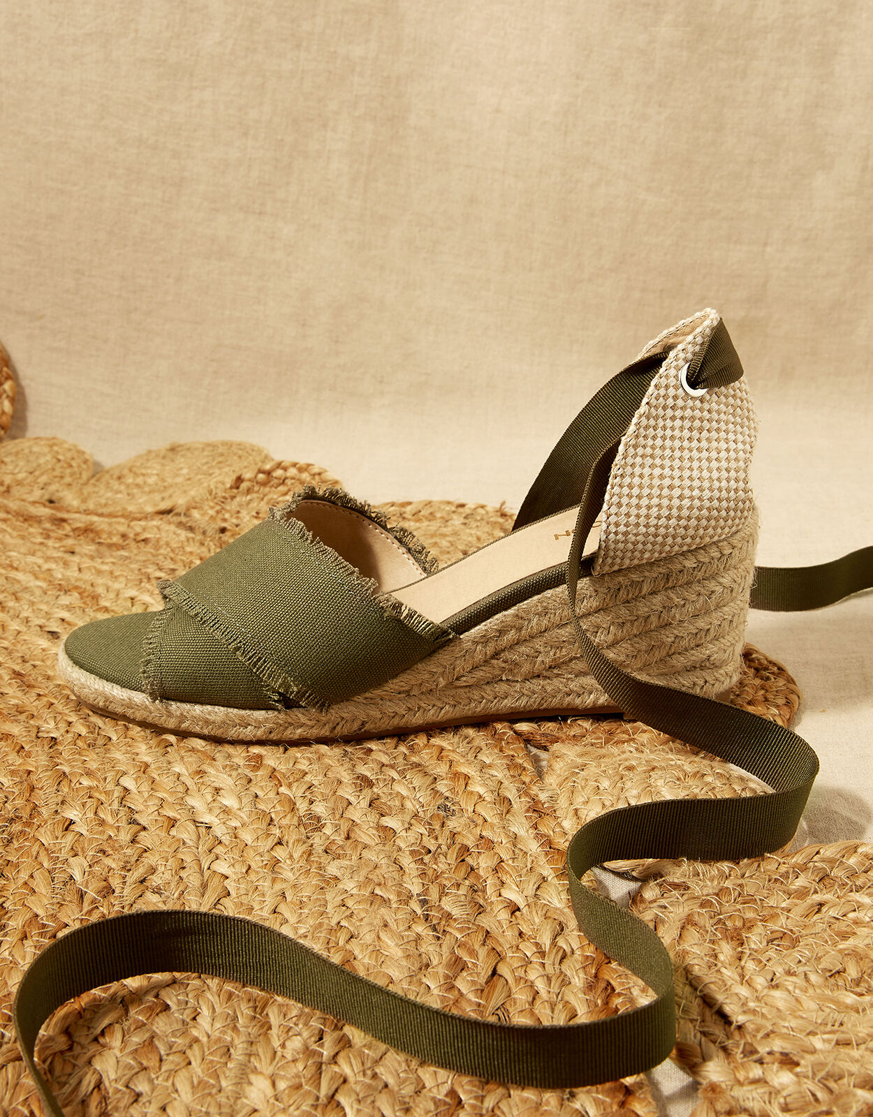 Tie Up Espadrille Wedges Green