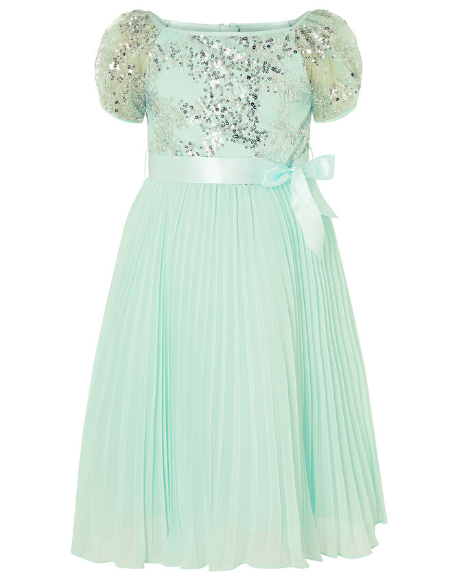Bellissia Sequin Pleated Dress , Green (MINT), large