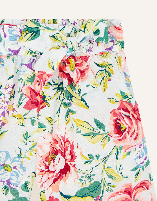 Floral Shorts in Linen Blend, Blue (BLUE), large