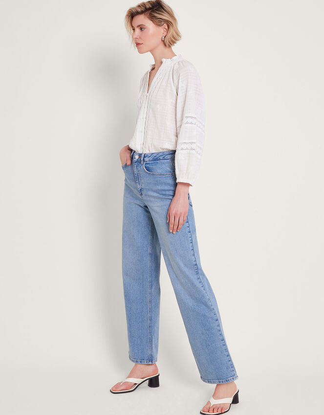 Tia Frill Blouse, White (WHITE), large