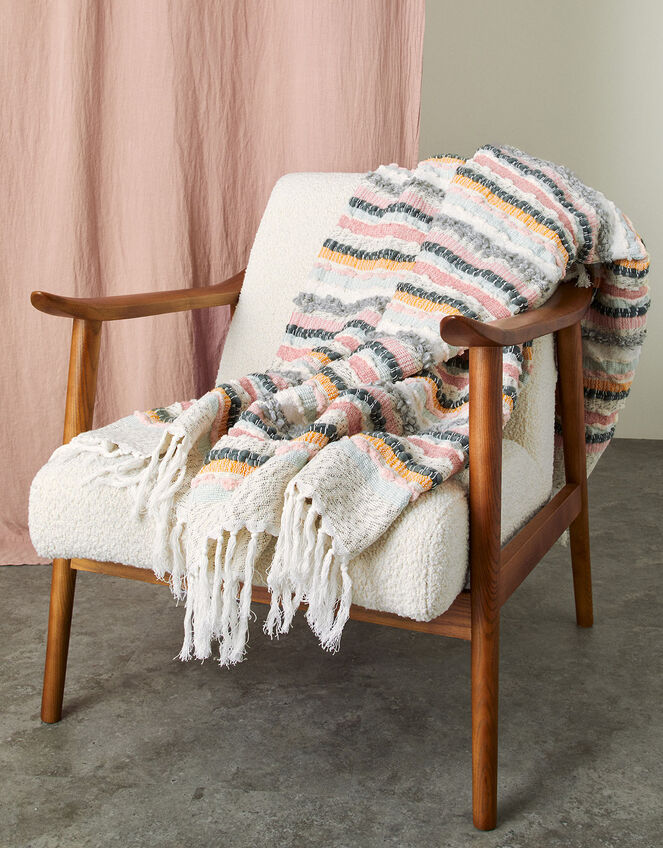 Textured Tassel Trim Throw, , large