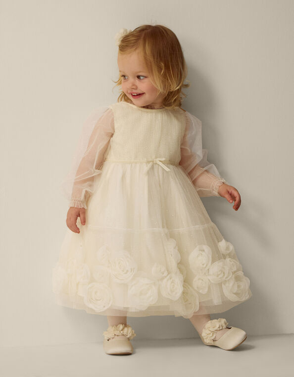 Baby Remi Rose Appliqu&eacute; Glitter Party Dress, Gold (GOLD), large