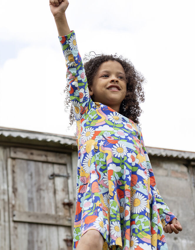 Frugi Retro Print Skater Dress, Multi (MULTI), large