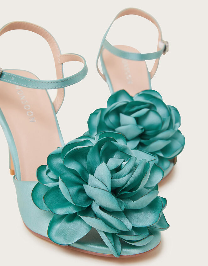 Corsage Satin Stilettos , Blue (TURQUOISE), large