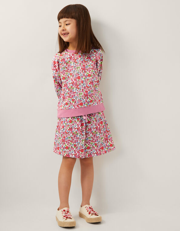 Ditsy Floral Sweatshirt and Skort Set, Pink (PINK), large