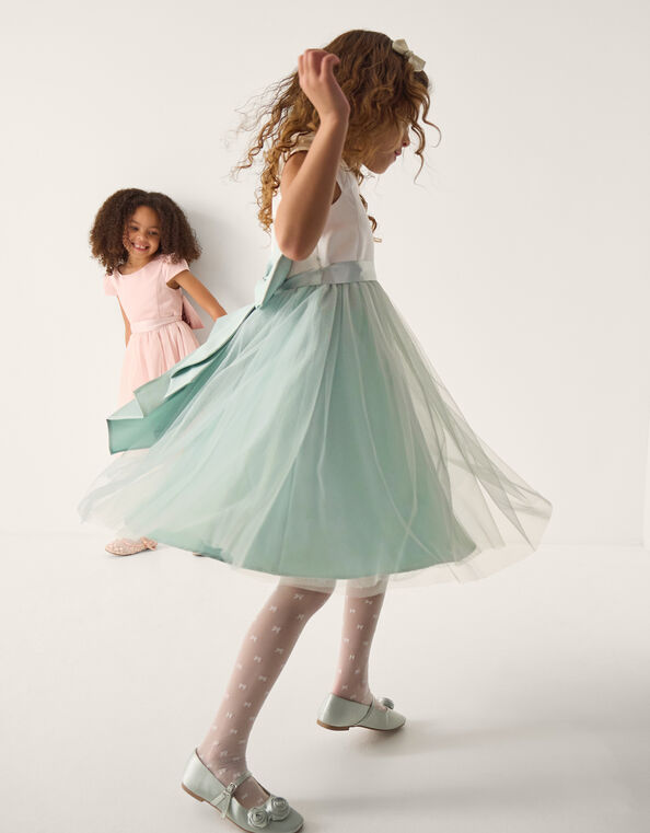 Vintage Flower Girl Dress - Mint Green Tulle Sleeveless Size 10