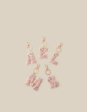 Embellished Velvet Initial Bag Charm, Pink (PINK), large