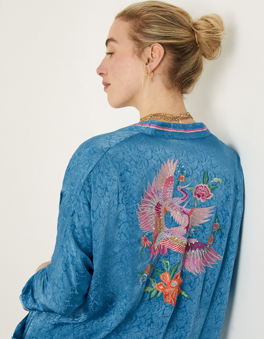 Women Women's Clothing | Bella Embellished Kimono Blue - XT06140
