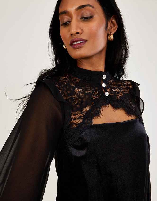 Val Victoriana Velvet Tunic Dress Black | Dresses | Monsoon UK.
