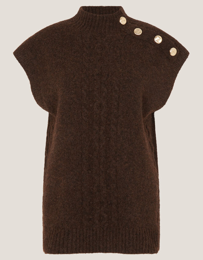 Coli High Neck Cable Knit Vest Brown