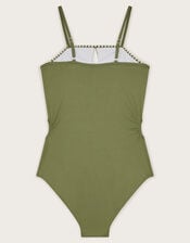 Texture Cut-Out Swimsuit, Green (KHAKI), large