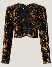 Shola Sequin Bow Jacket, Black (BLACK), large