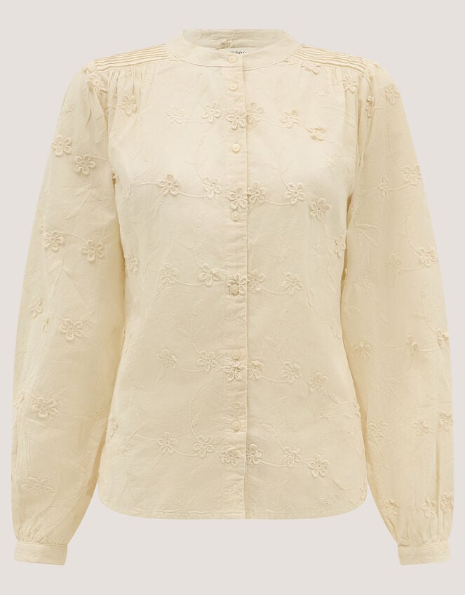 Mel Floral Embroidered Blouse, Ivory (IVORY), large