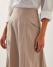 Harper Linen A-Line Midi Skirt, Natural (NATURAL), large