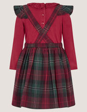 Baby Christmas Top & Tartan Pinafore Dress Set, Red (BURGUNDY), large
