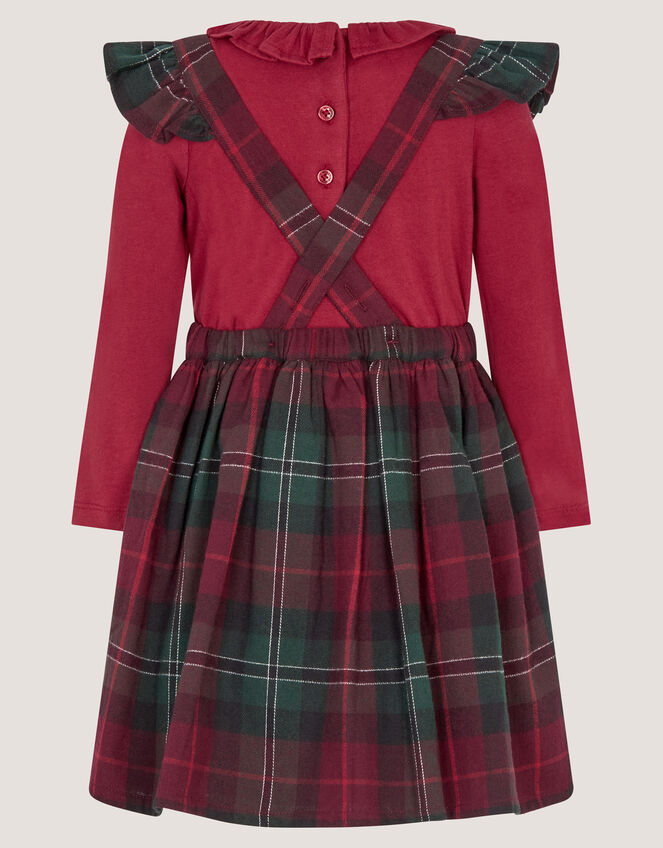 Baby Christmas Top & Tartan Pinafore Dress Set, Red (BURGUNDY), large