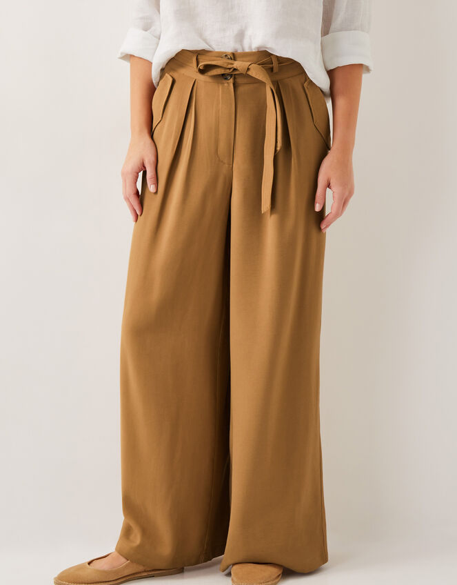 Nina Wide Leg Trousers, Brown (TOBACCO), large