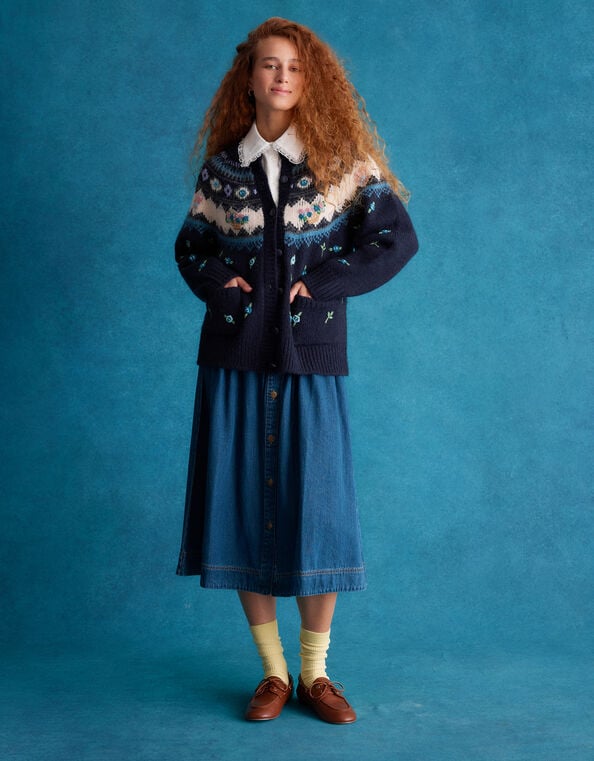 Hali Floral Handknit Cardigan , , large