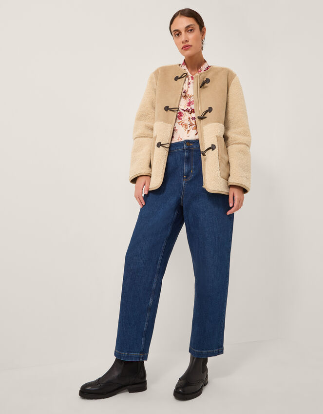 Teri Faux Shearling Duffle Jacket, Natural (STONE), large