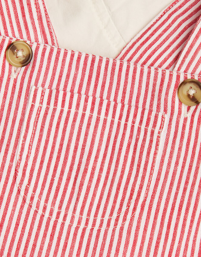 Newborn Stripe Dungarees and Shirt Set, Red (RED), large