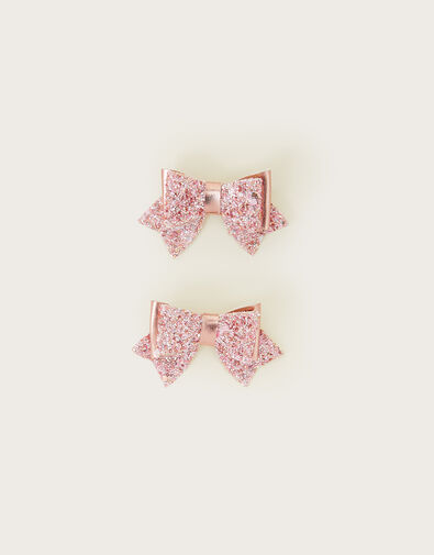Twinkle Glitter Bow Hair Clips Set of Two, , large