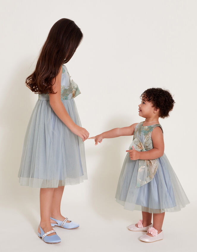 Bennie Bow Jacquard Dress, Blue (BLUE), large