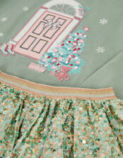Christmas Top & Sequin Disco Skirt Set, Green (GREEN), large