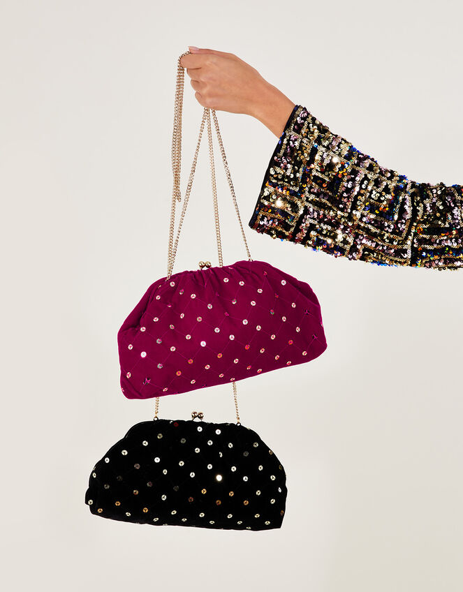 Sequin Clutch Bag, Pink (PINK), large