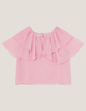 Paris Ruffle Chiffon Top, Pink (PINK), large