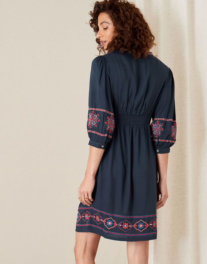 Embroidered Dress in LENZING™ ECOVERO™, Blue (NAVY), large
