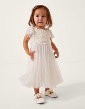 Baby Starla Lace Tulle Dress, Ivory (IVORY), large
