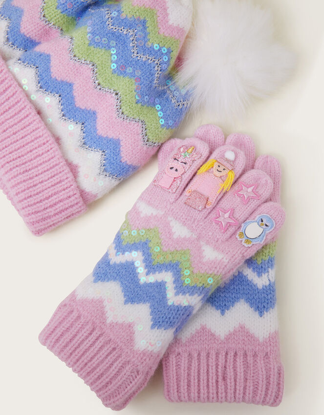 Magical Beanie Hat and Novelty Knit Gloves Set, Multi (MULTI), large