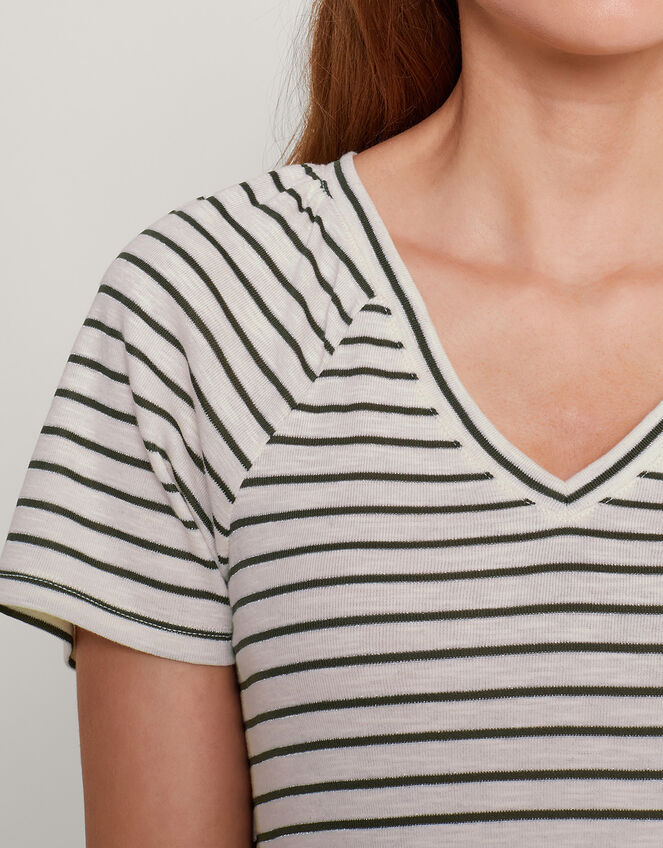 Saskia Stripe T-Shirt, Green (KHAKI), large